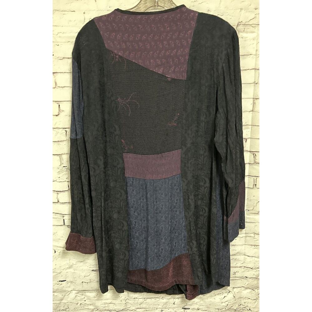 Neil & David Multi Patchwork Long Slv Blouse Medi… - image 2